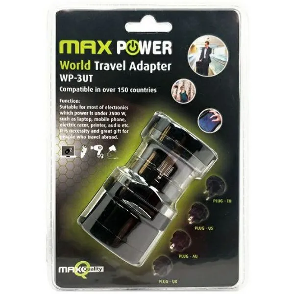 Univerzalni putni adapter Maxpower WP-3UT, Black