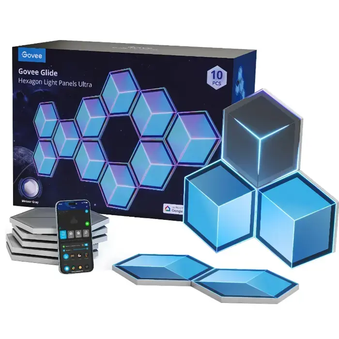 Zidni panel Govee H606A, WiFi, Bluetooth, RGBIC, 7 komada, Meteor Grey