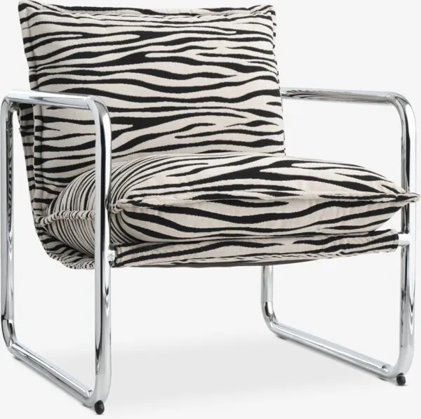 Fotelja REMMELS zebra tkanina/krom