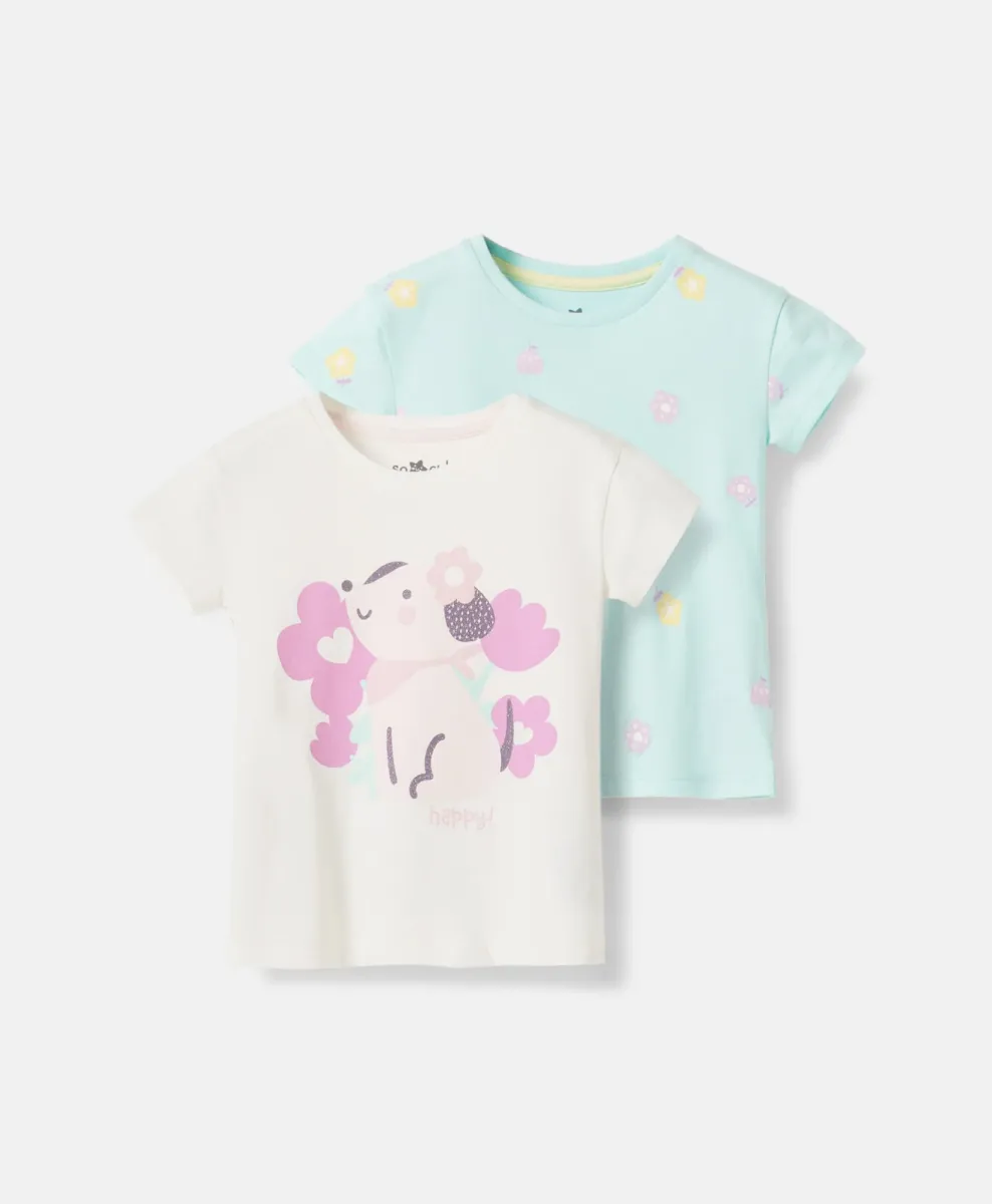 2-pack majica za bebe djevojčice 100% pamuk