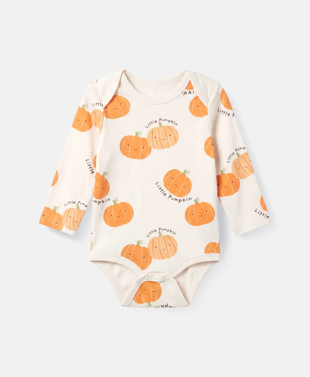Bodi dugih rukava za bebe s bundevama od 100% pamuka