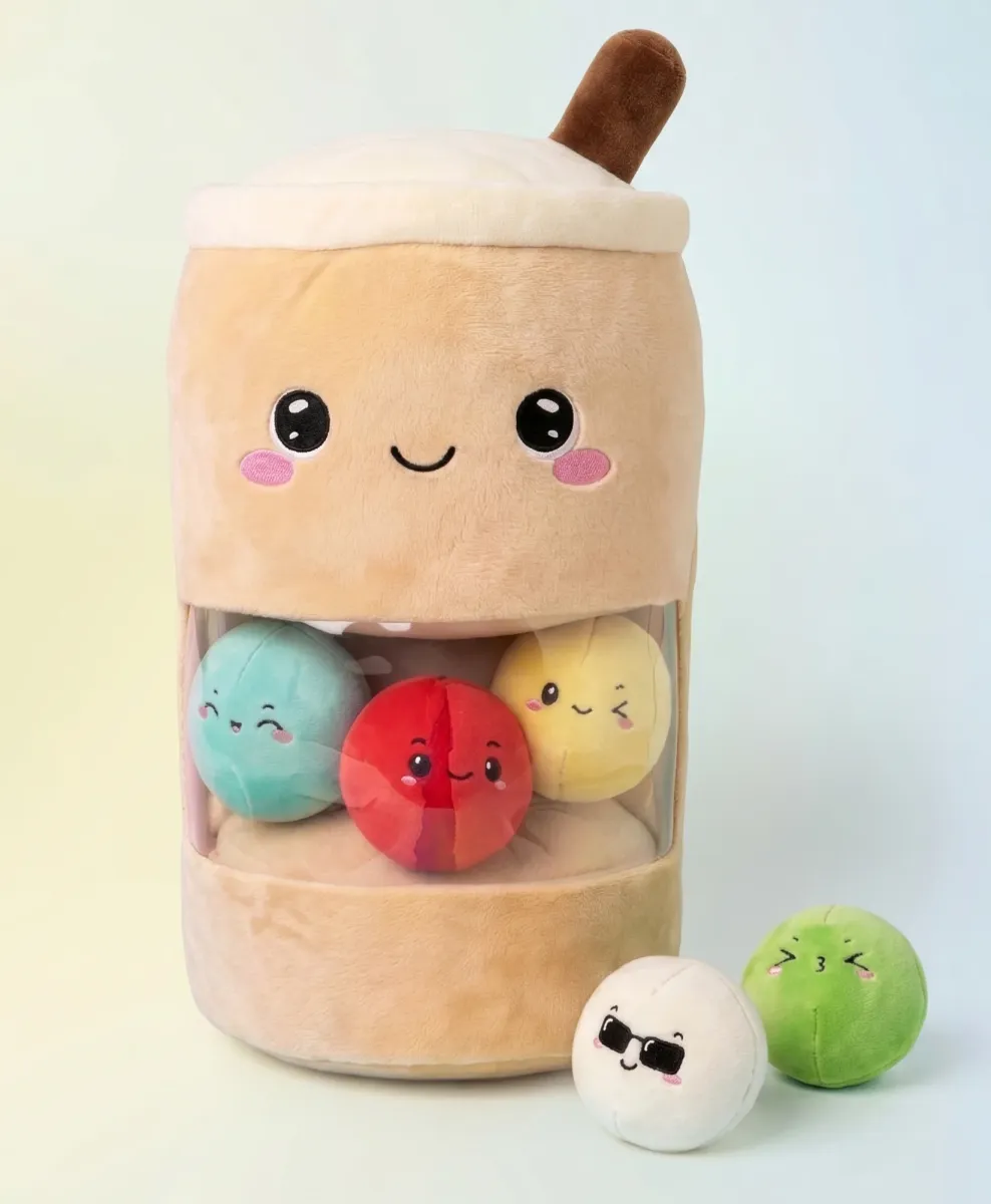 Plišana maskota bubble tea s izvadivim kuglicama